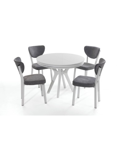 Leon Retro Yuvarlak Masa Takımı - Karbeyaz