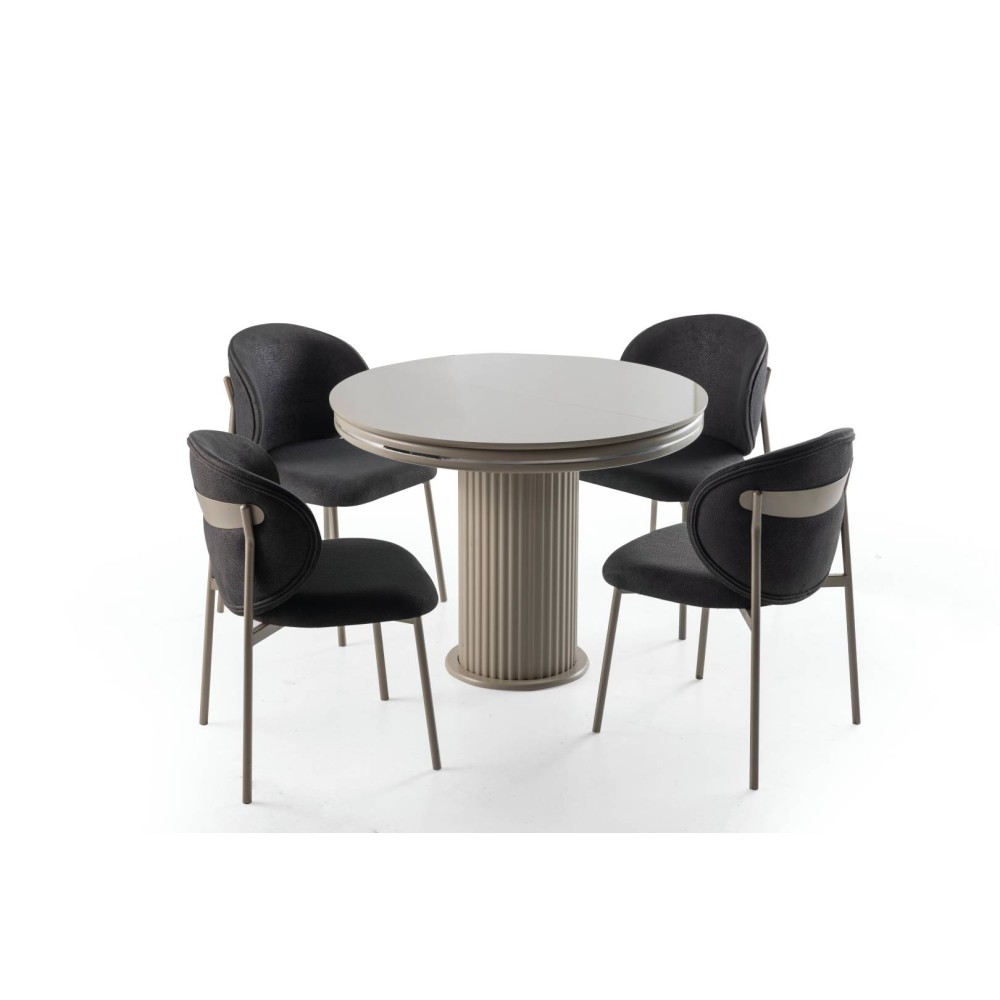 Leon Bohem Yuvarlak Masa Takımı - Kum Beji