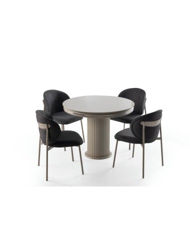 Leon Bohem Yuvarlak Masa Takımı - Kum Beji