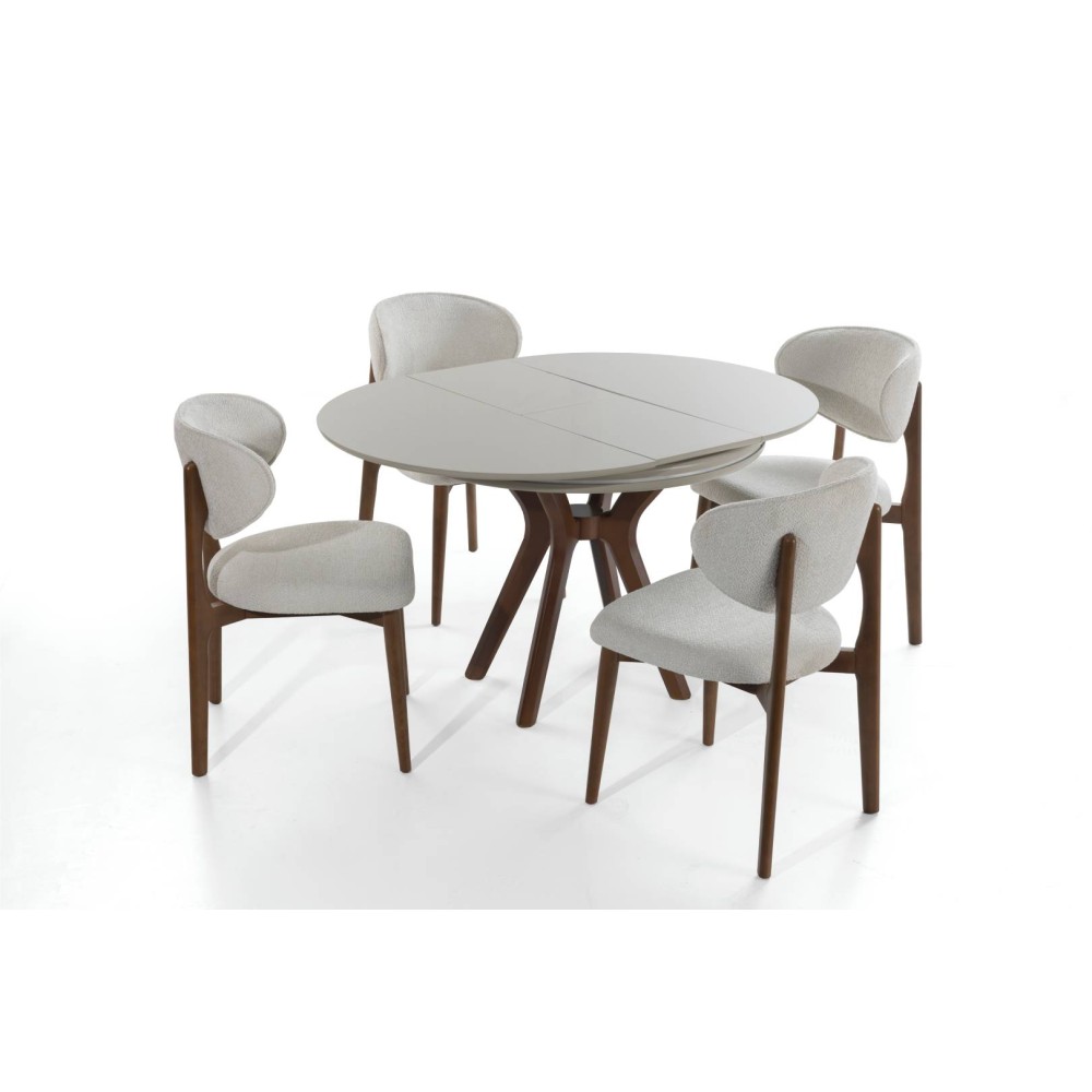 Retro Ahtapot Ayaklı Masa Takımı - Karbeyaz