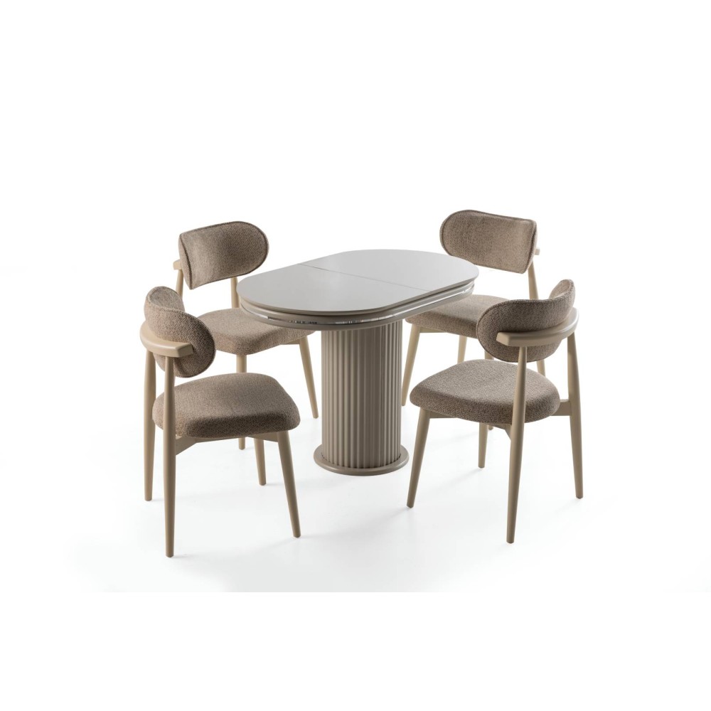 Retro Bohem Ayaklı Masa Takımı - Kum Beji